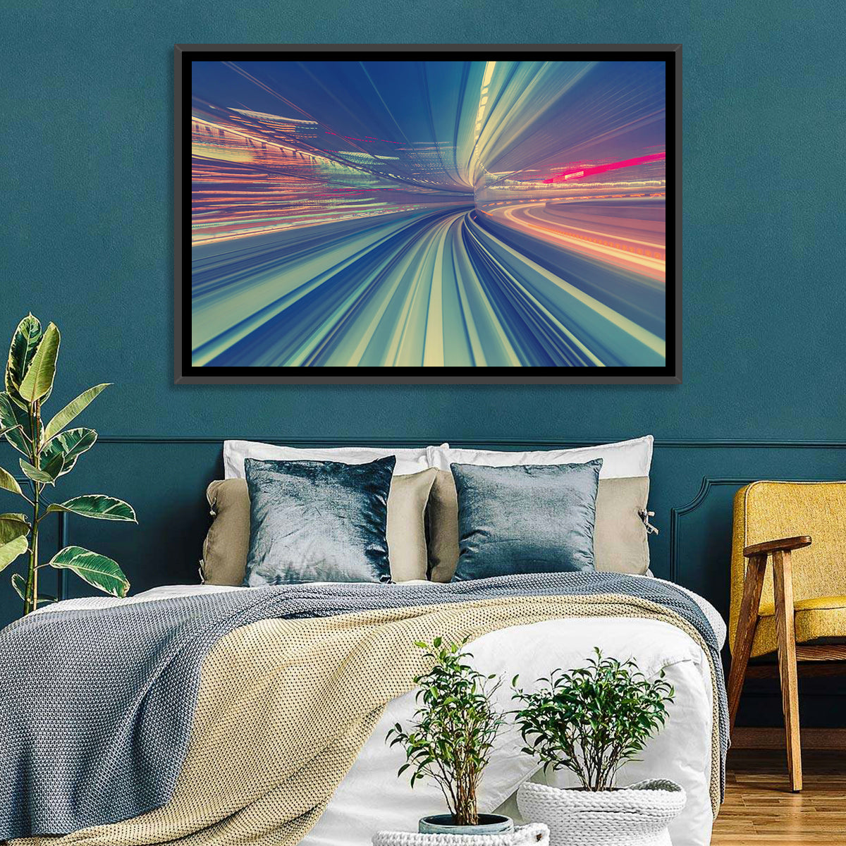 Monorail Night Light Trails Wall Art