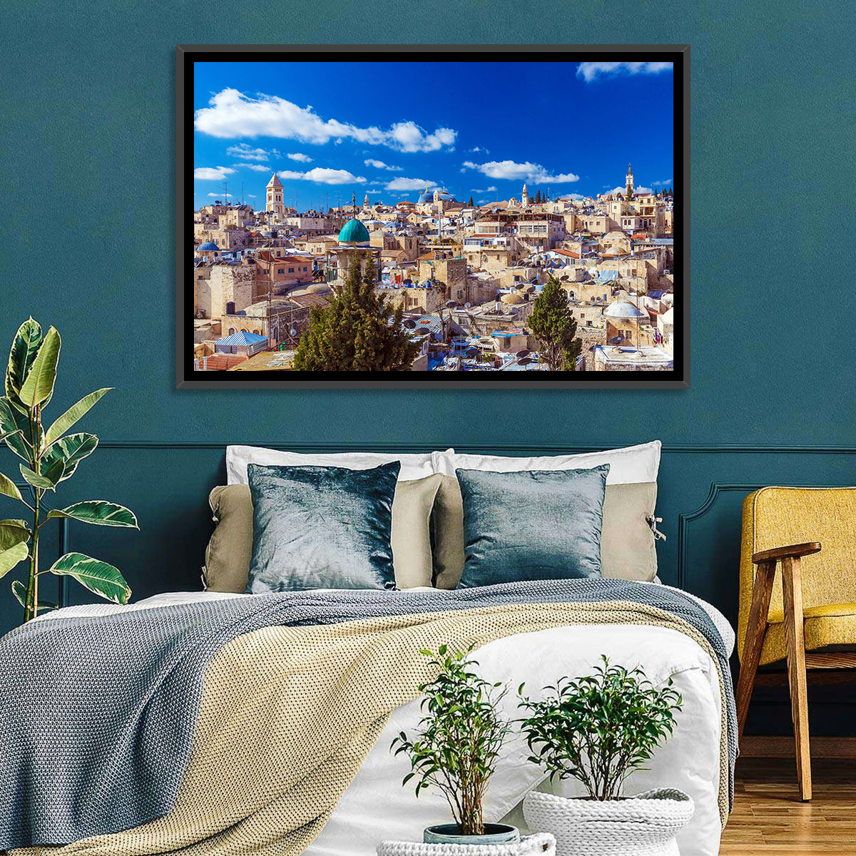 Jerusalem Old City Rooftops Wall Art in a room, landscape