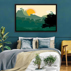 Geometric Mountain Forest Sunrise Wall Art