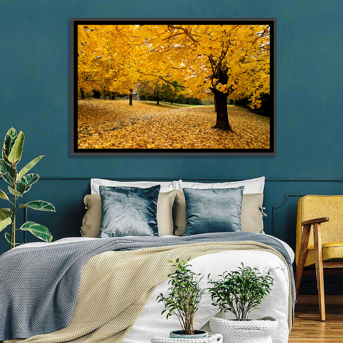 Baltimore Autumn Foliage Wall Art in a room, landscape