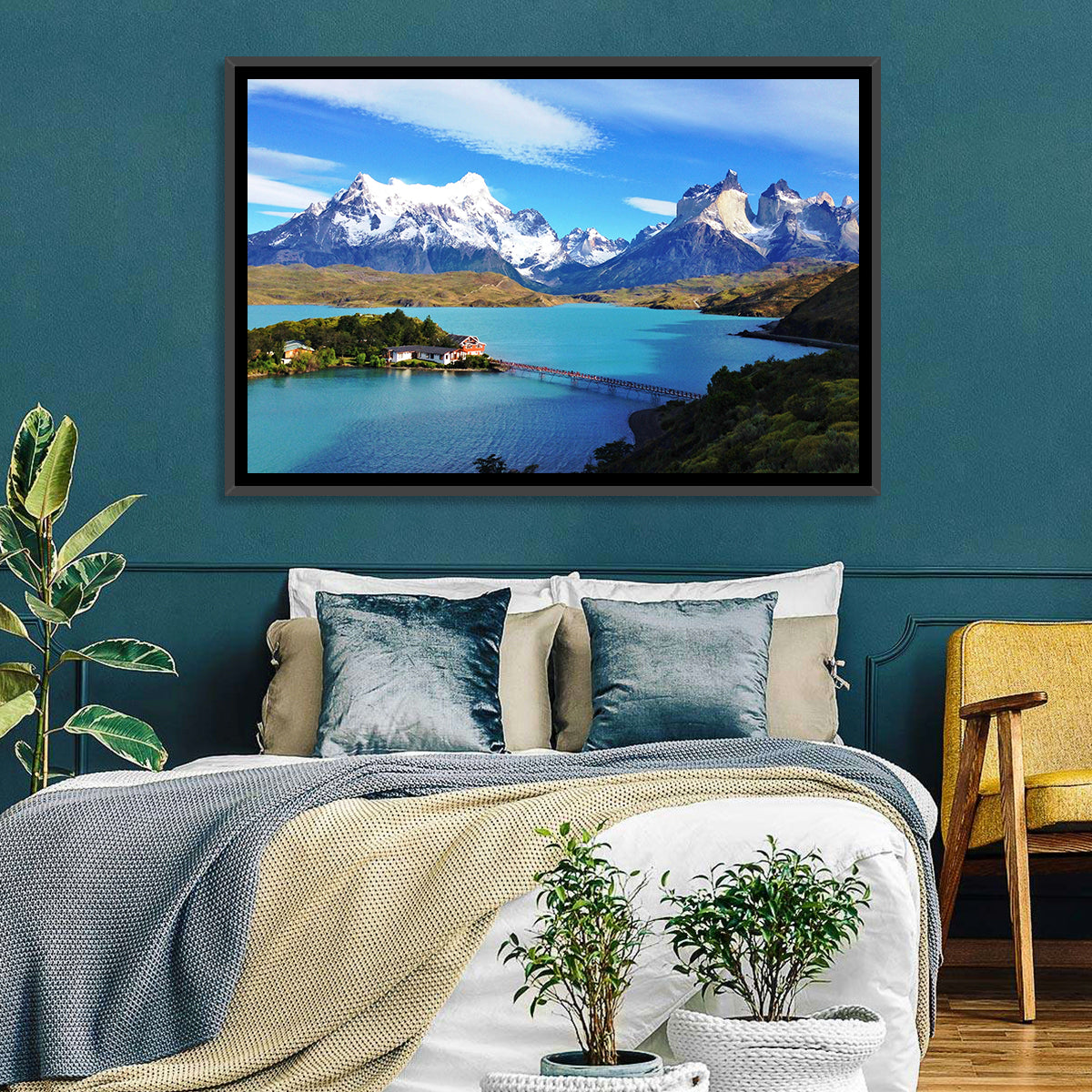 Pehoé Lake, Torres Del Paine Wall Art in a room, landscape