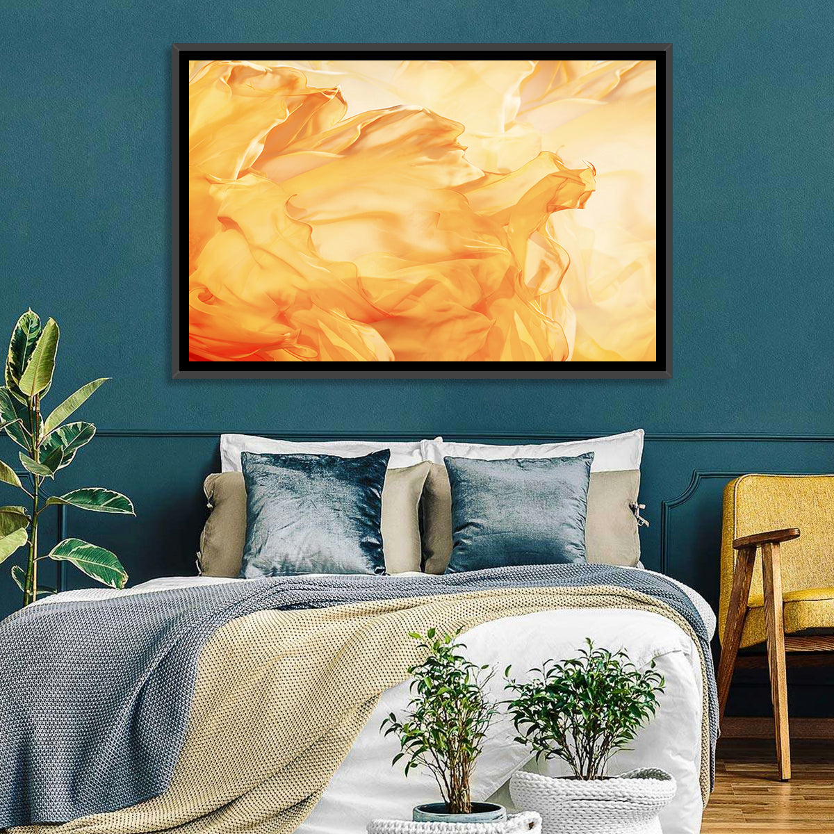 Golden Waving Cloth Abstract Wall Art