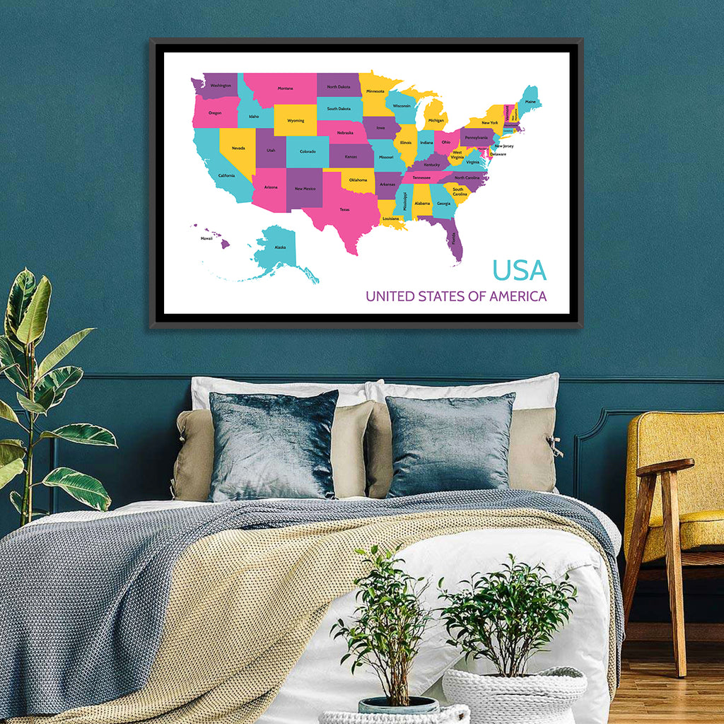 Detailed United States Map Wall Art