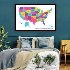 USA Detailed Map Wall Art