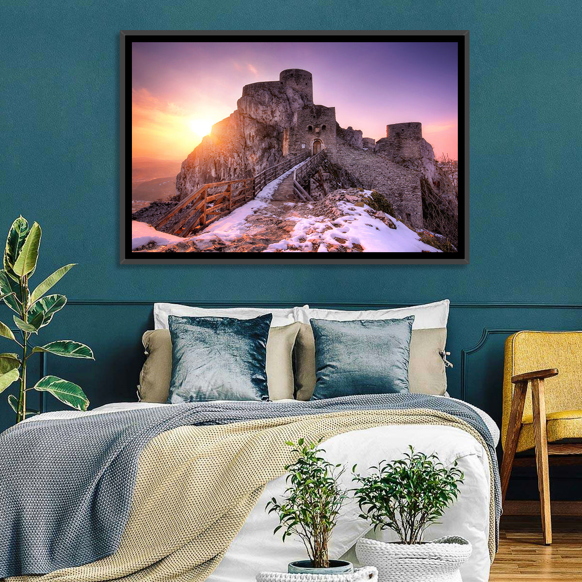Ogrodzieniec Castle Ruins Wall Art in a room, landscape