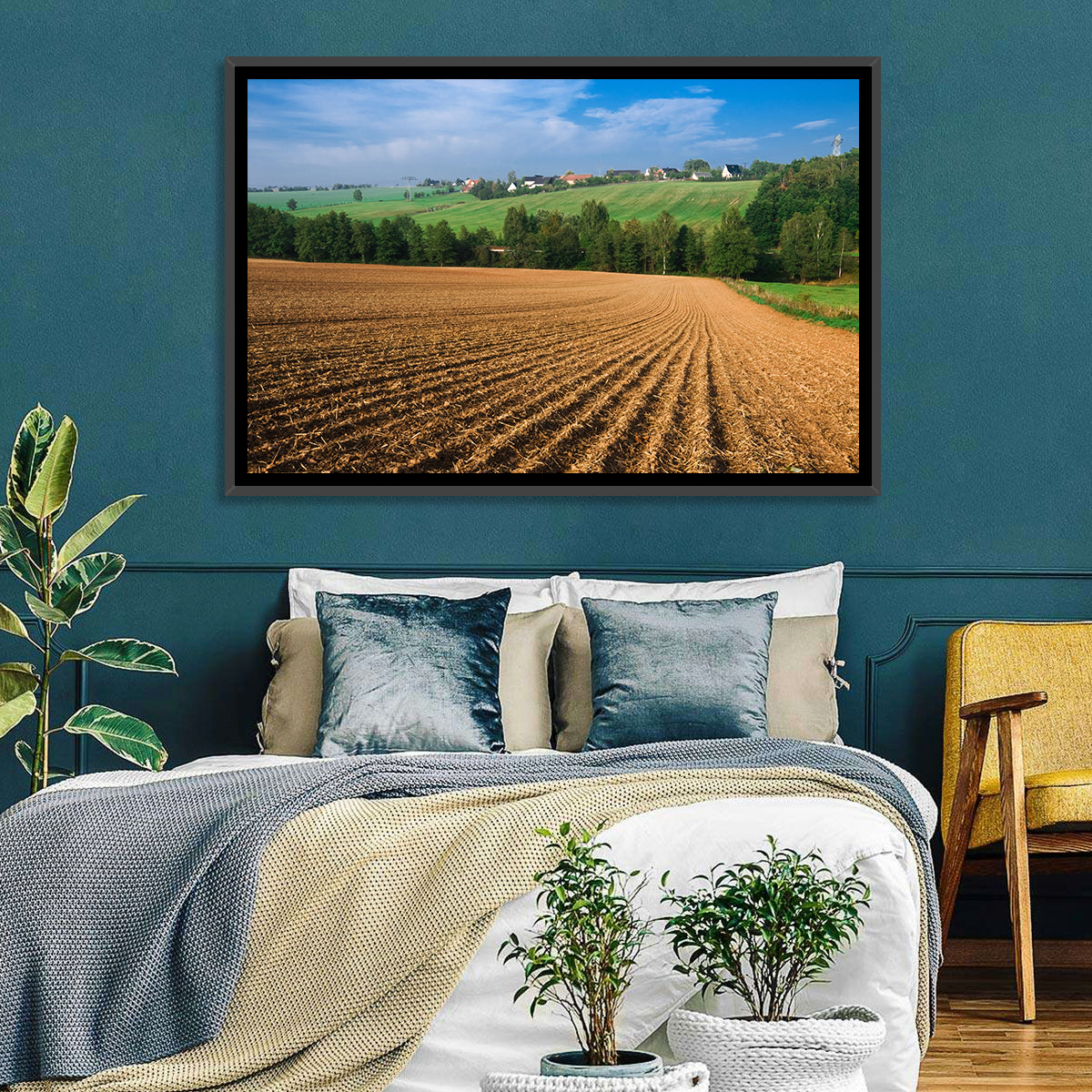 Kansas Wheat Fields Wall Art in a room, landscape