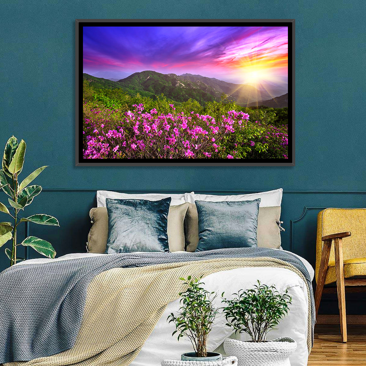 Hwangmaesan Mountain Sunset Wall Art in a room, landscape