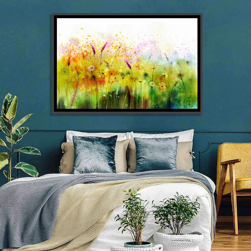 Cosmos Wildflowers Watercolor Wall Art
