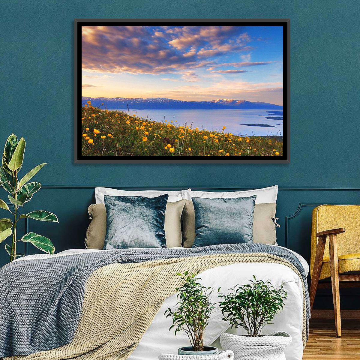 Abisko National Park Sunrise Wall Art in a room, landscape