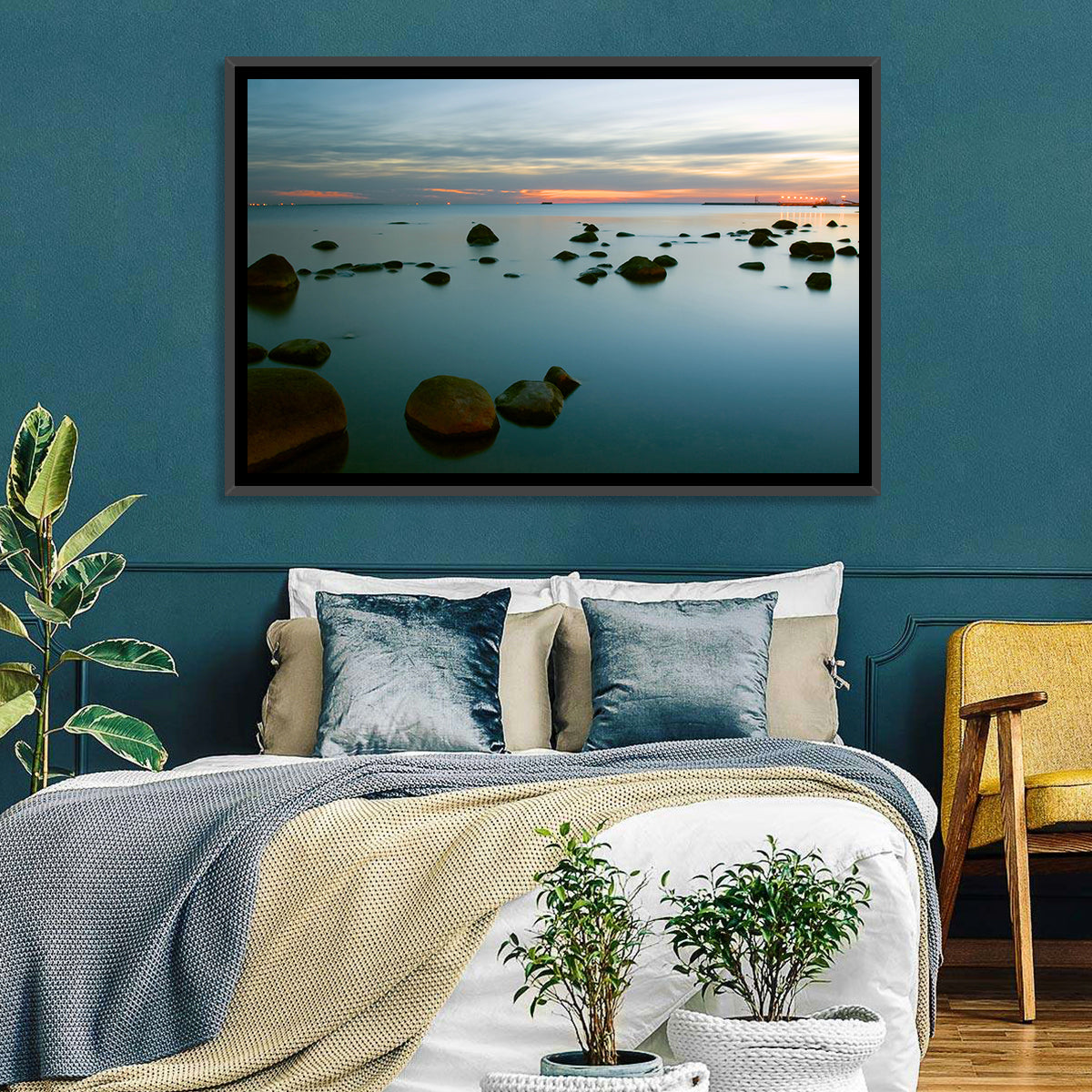 Baltic Sea at Twilight Wall Art in a room, landscape