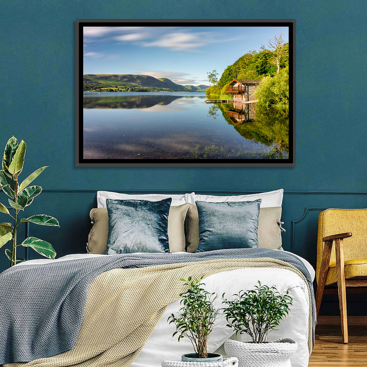 Ullswater Lake Golden Hour Wall Art in a room, landscape