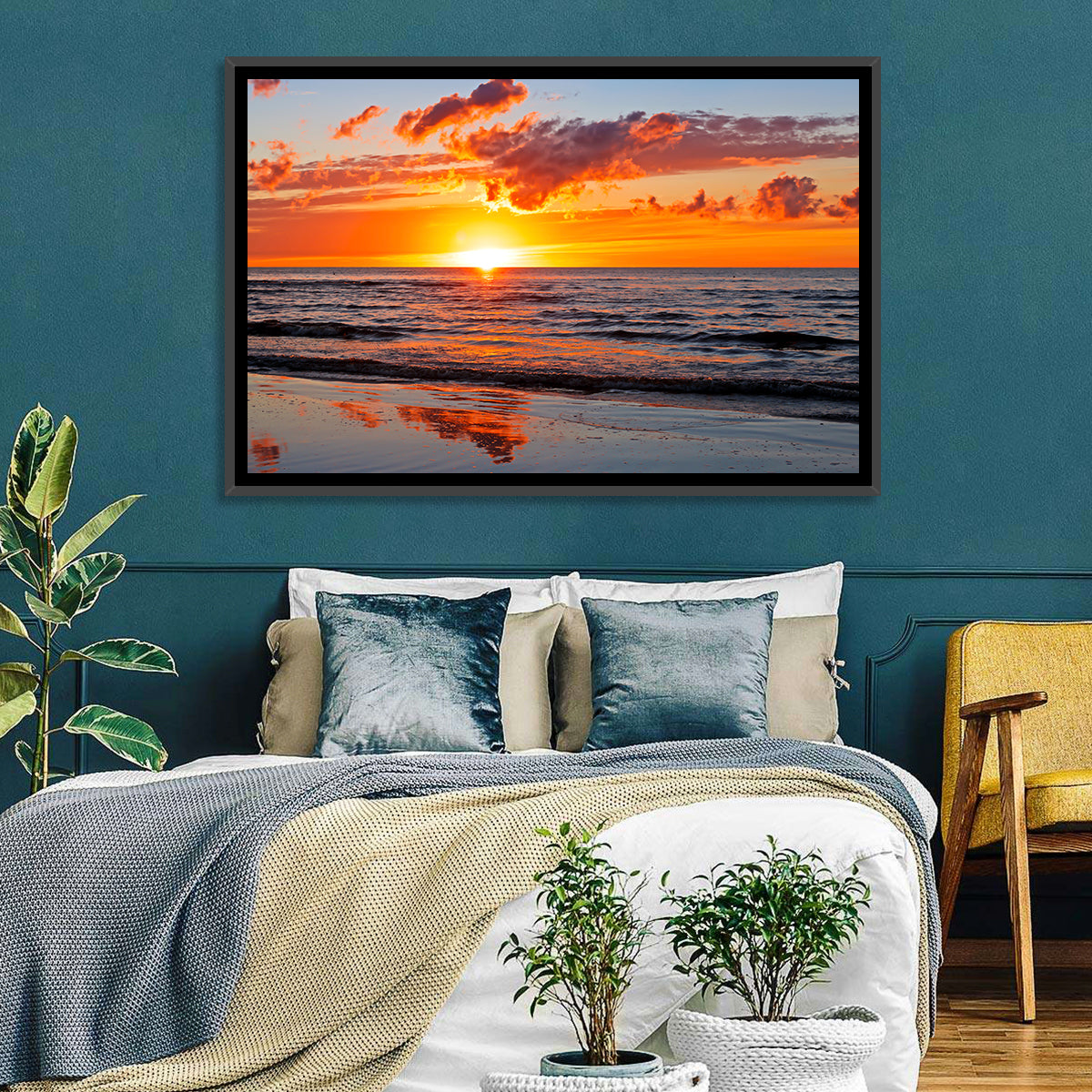 Sunset Over the Baltic Wall Art in a room, landscape