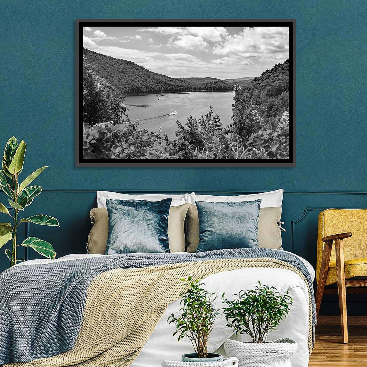 Lake Moomaw Wall Art in a room, landscape