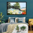 Sunny Daisy Meadow with Red Poppies Wall Art