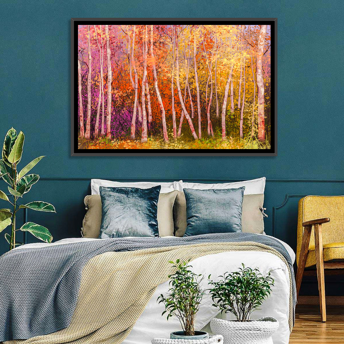 Vibrant Autumn Birch Grove Wall Art