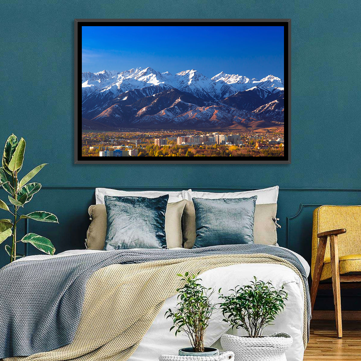 Almaty Snow-capped Trans-ili Alatau Wall Art in a room, landscape