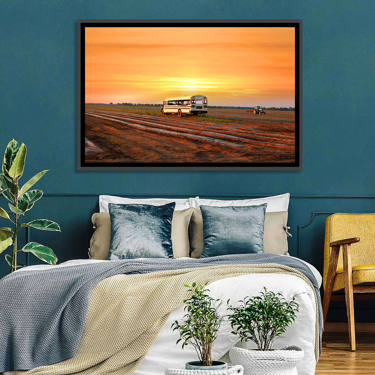 Indiana Farm Field at Golden Hour Wall Art in a room, landscape