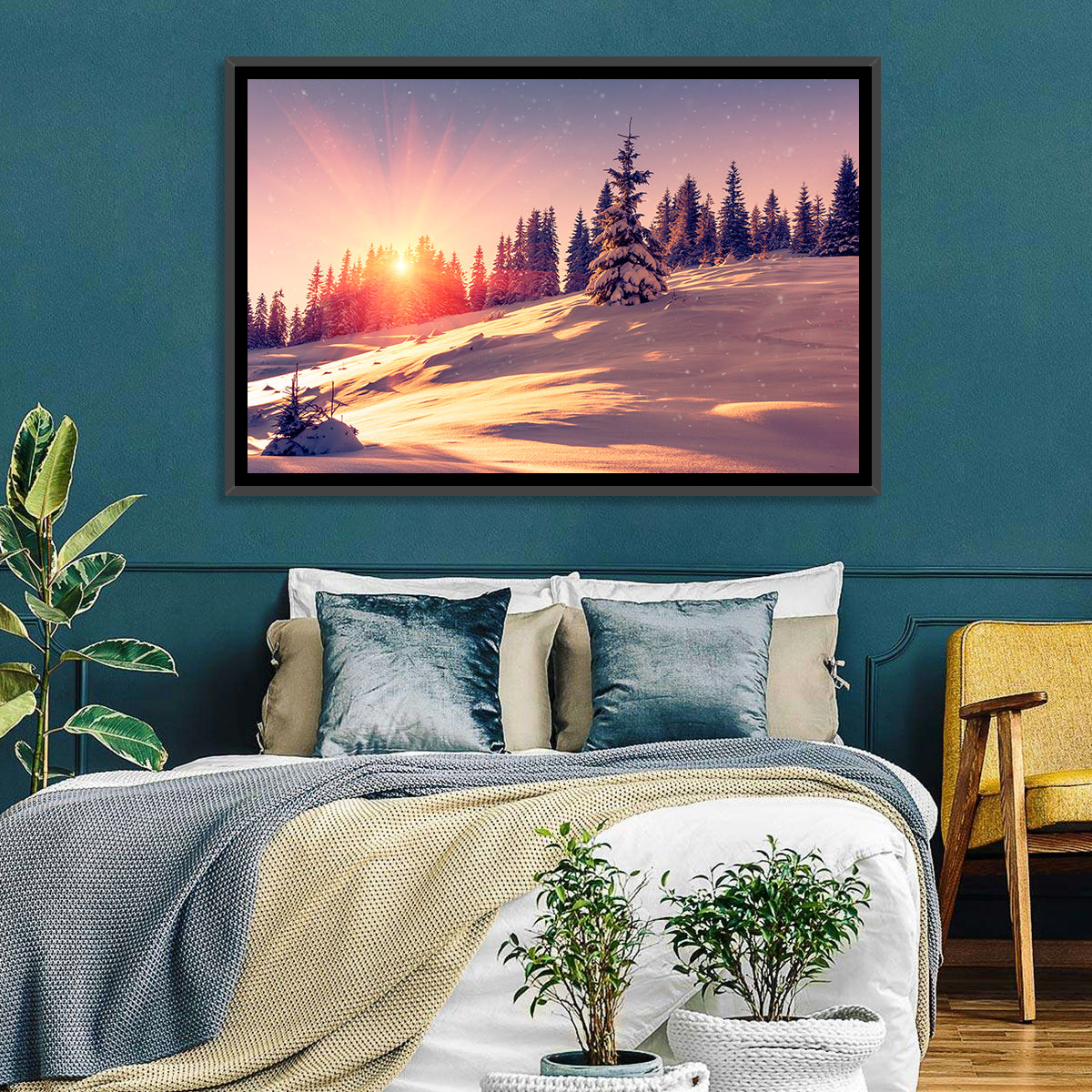 Winter Mountains Sunrise Wall Art