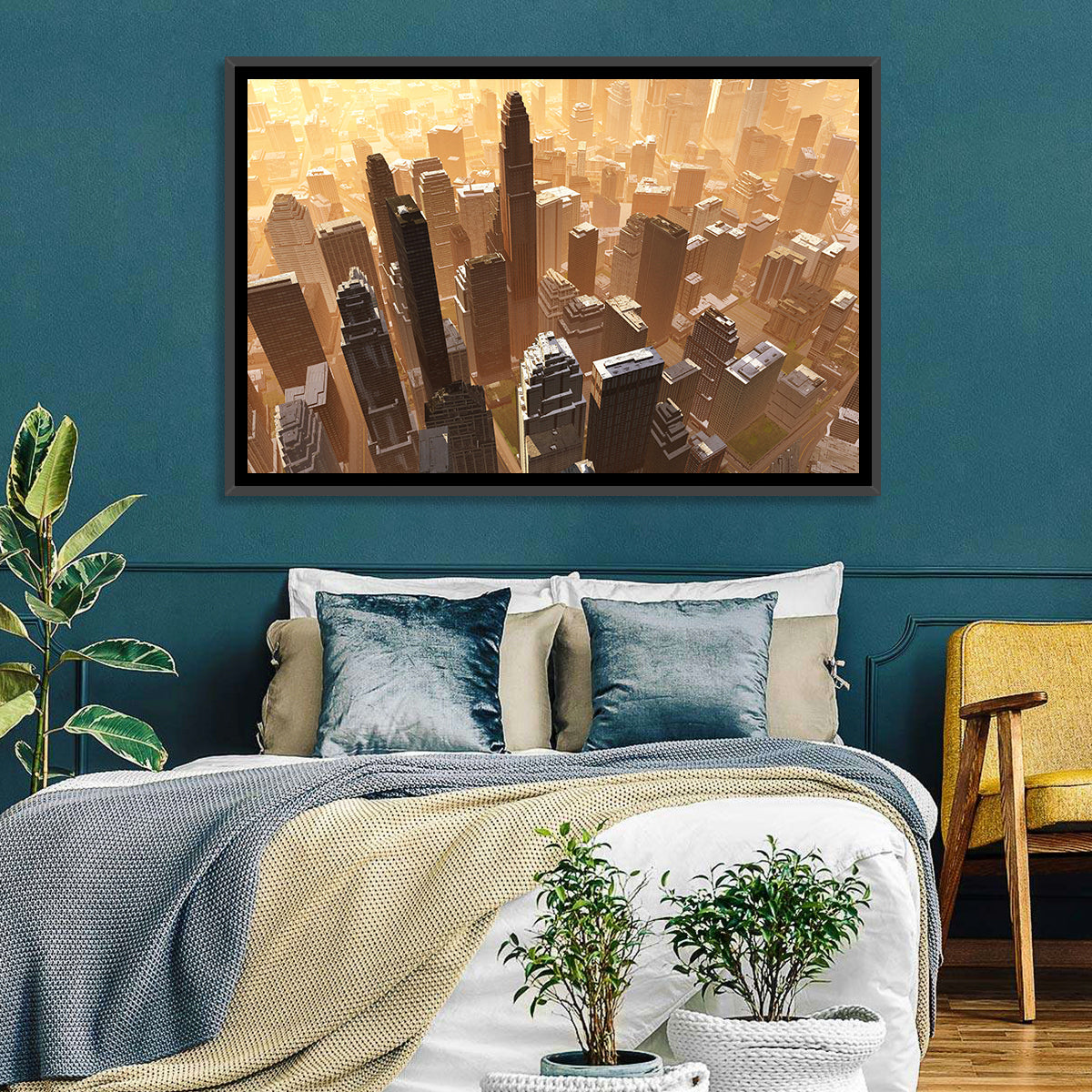Arizona Skyscrapers at Golden Hour Wall Art in a room, landscape