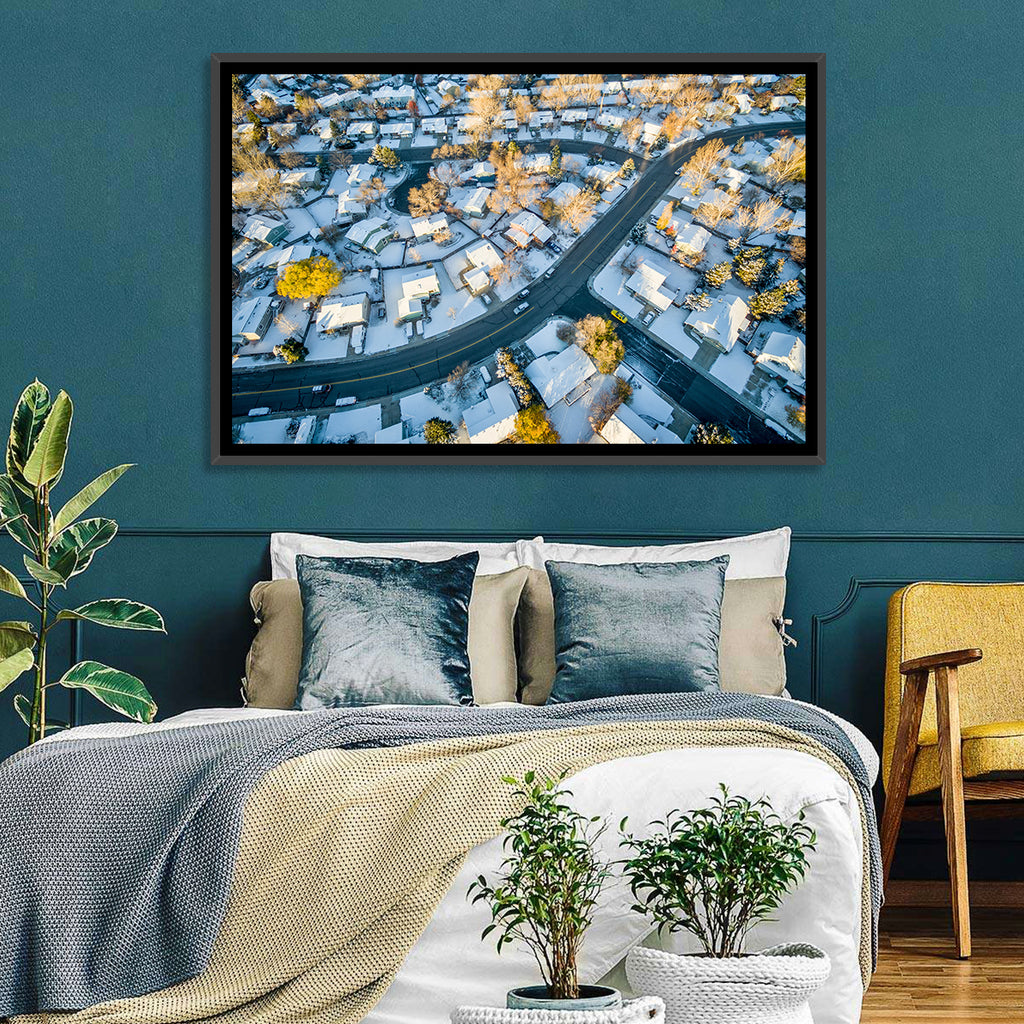 Snowy Fort Collins Neighborhood Aerial Wall Art