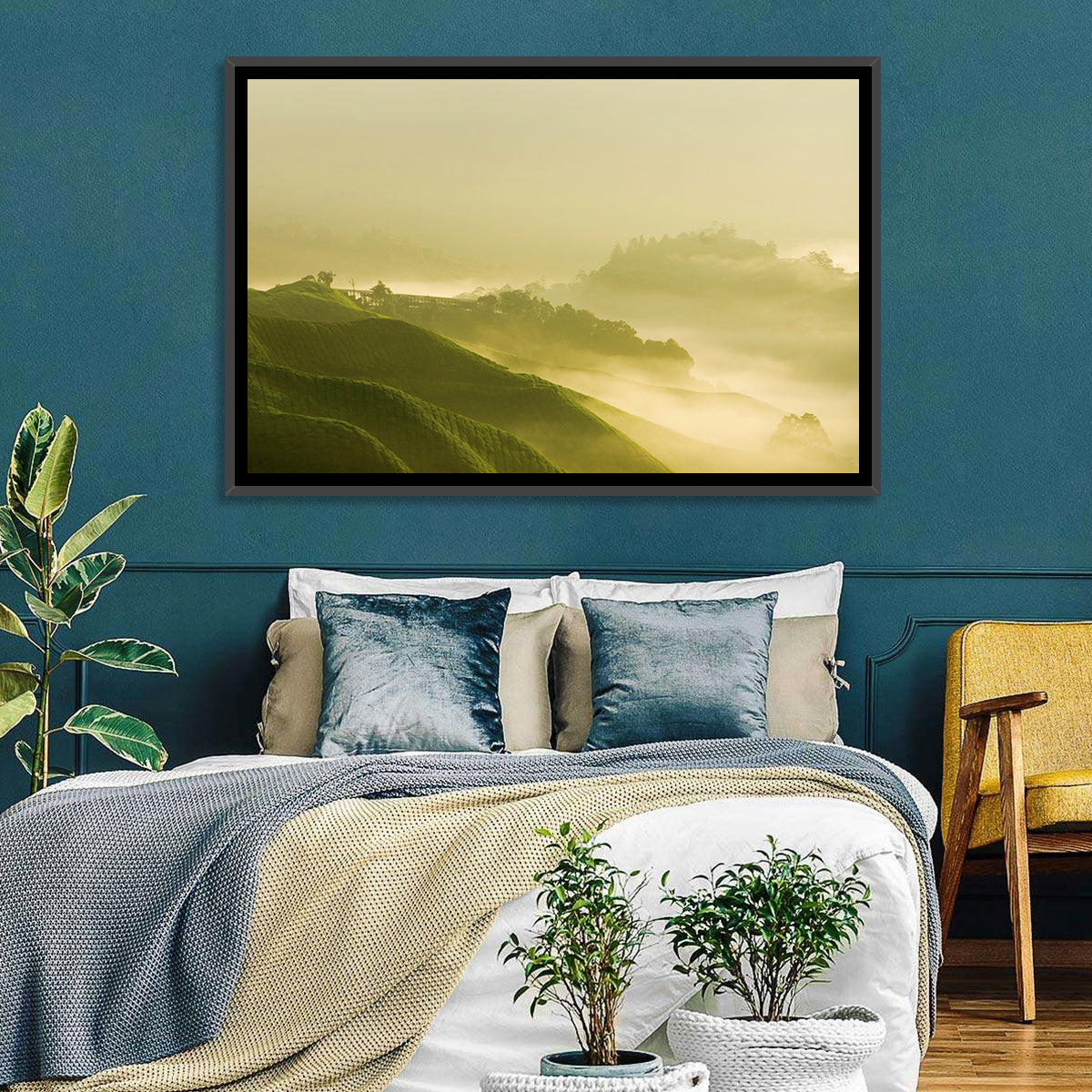 Tea Plantation Morning Mist Wall Art