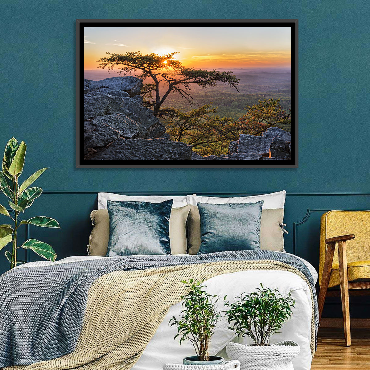 Cheaha State Park Sunset Over Pulpit Rock Wall Art in a room, landscape