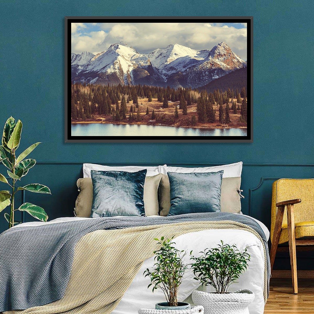 Snow-capped Colorado Rockies Wall Art in a room, landscape