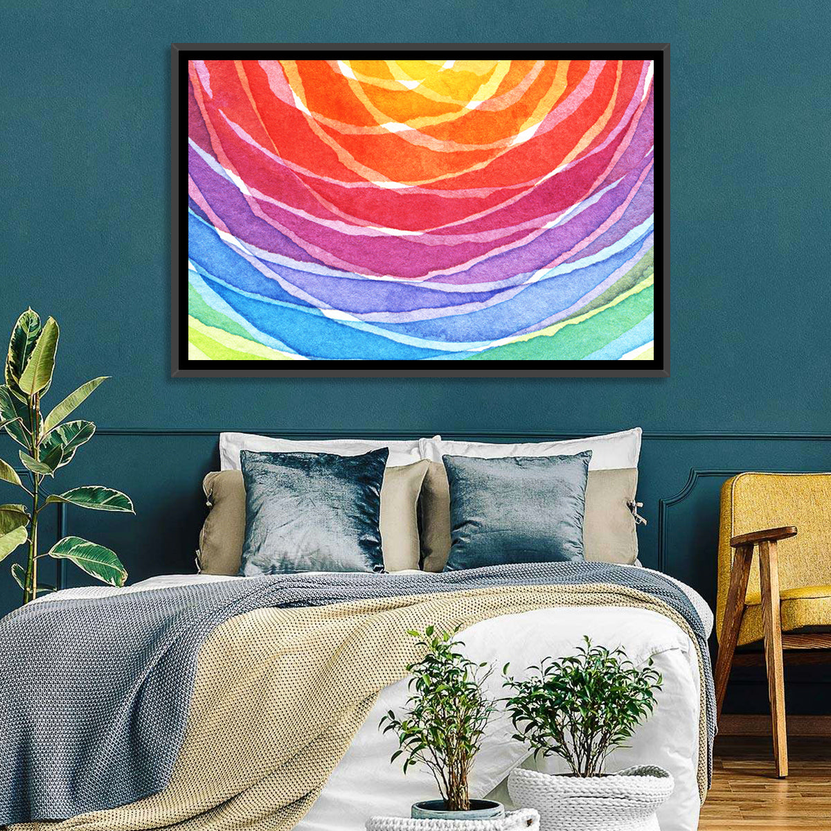 Watercolor Rainbow Abstract Wall Art