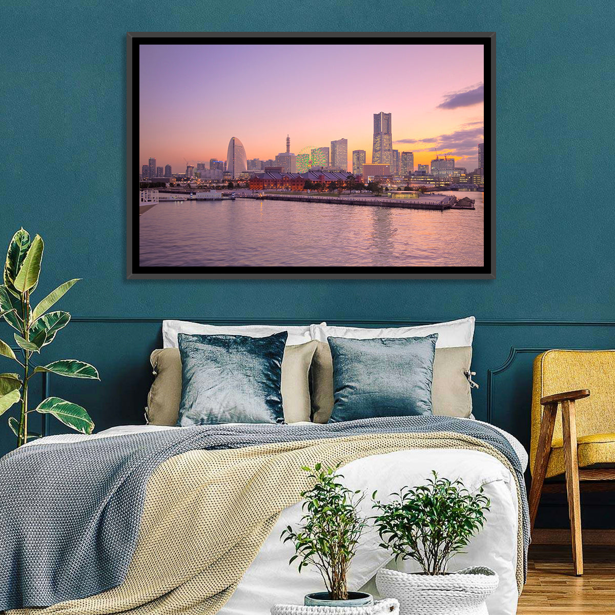 Yokohama Harbor Twilight Wall Art