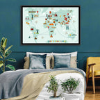 World Travel Map Illustration Wall Art