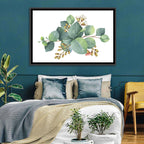Eucalyptus Leaves with Pink Blossom Wall Art
