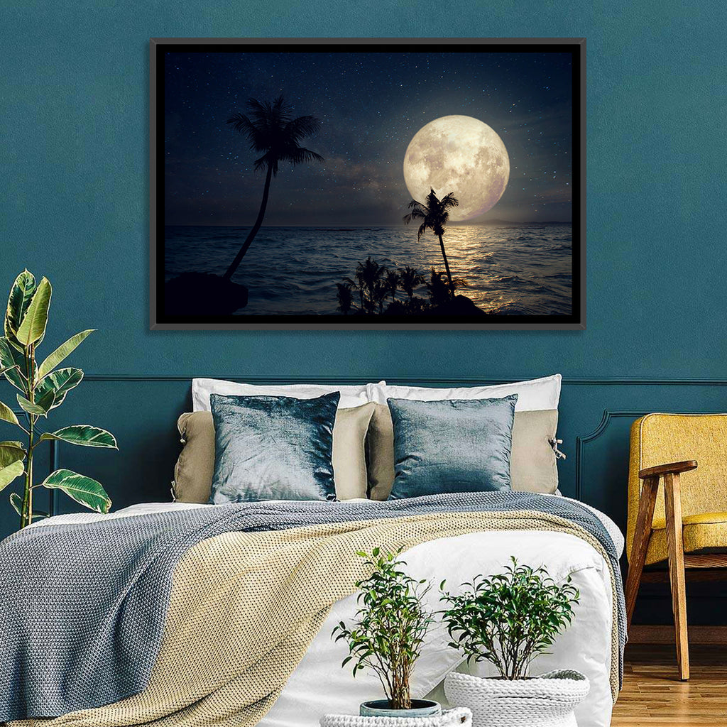 Supermoon Over Tropical Beach Wall Art