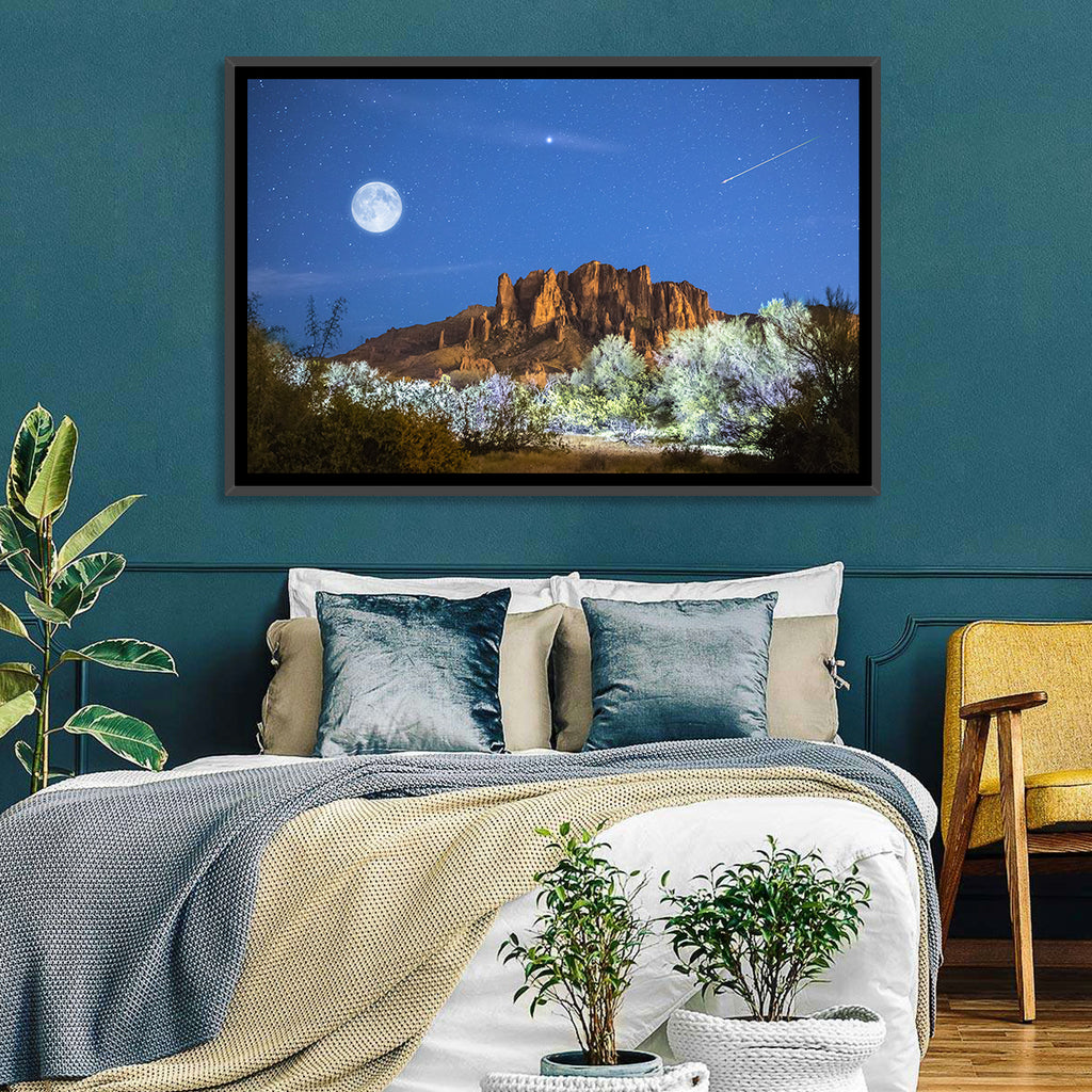 Moonlit Superstition Mountains Arizona Wall Art