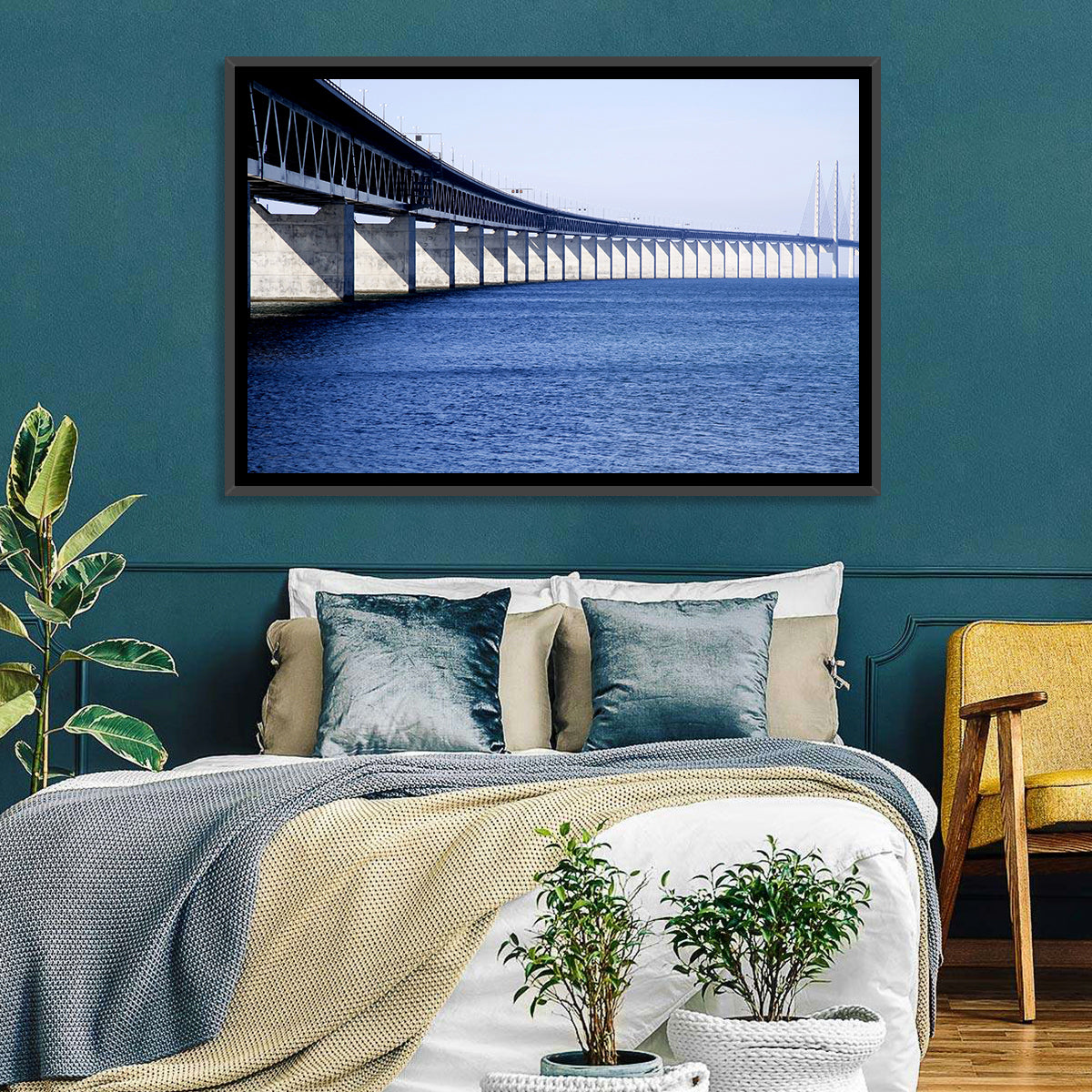 Oresund Bridge Perspective Wall Art in a room, landscape