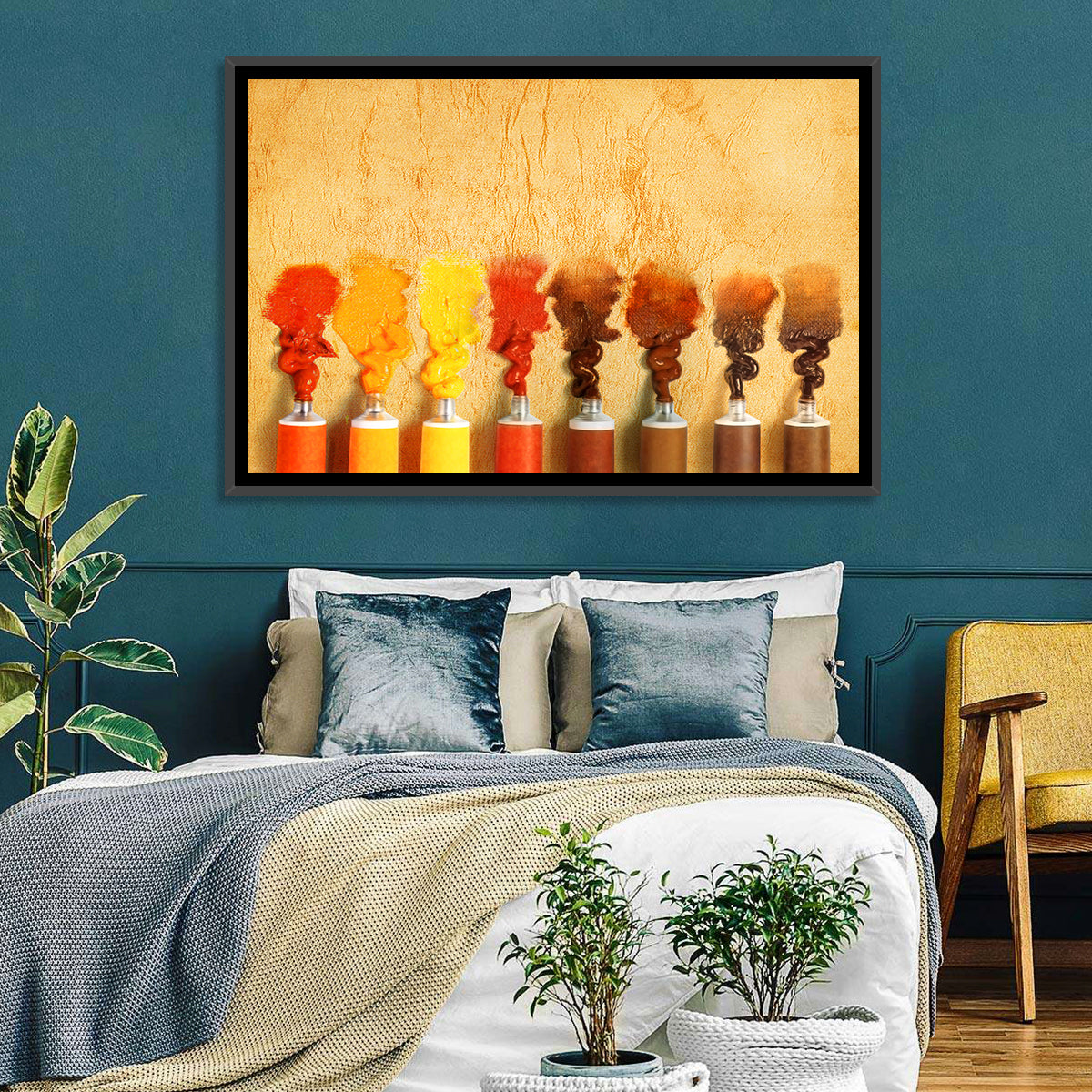 Impasto Paint Tubes Wall Art in a room, landscape