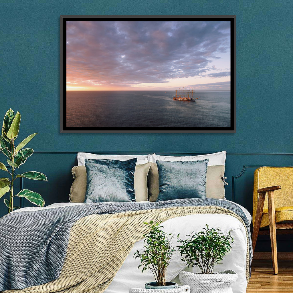 Sunlit Tall Ship at Sea Wall Art