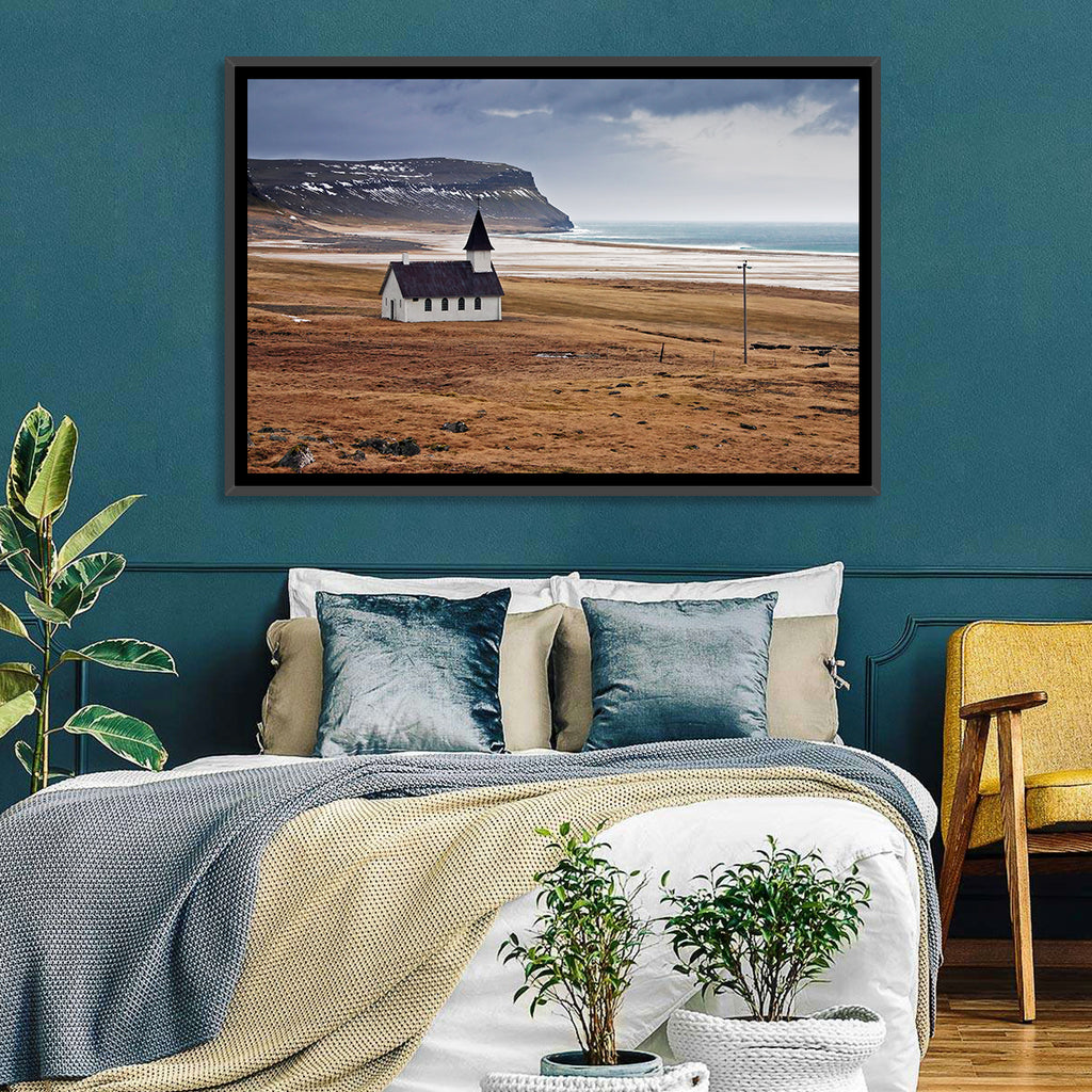 Icelandic Church with Dark Steeple Wall Art