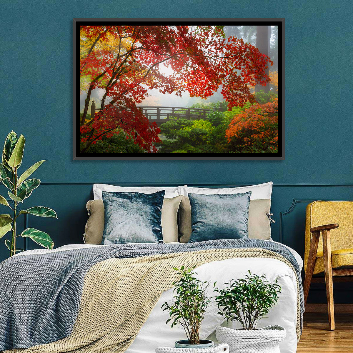 Portland Moon Bridge in Autumn Mist Wall Art