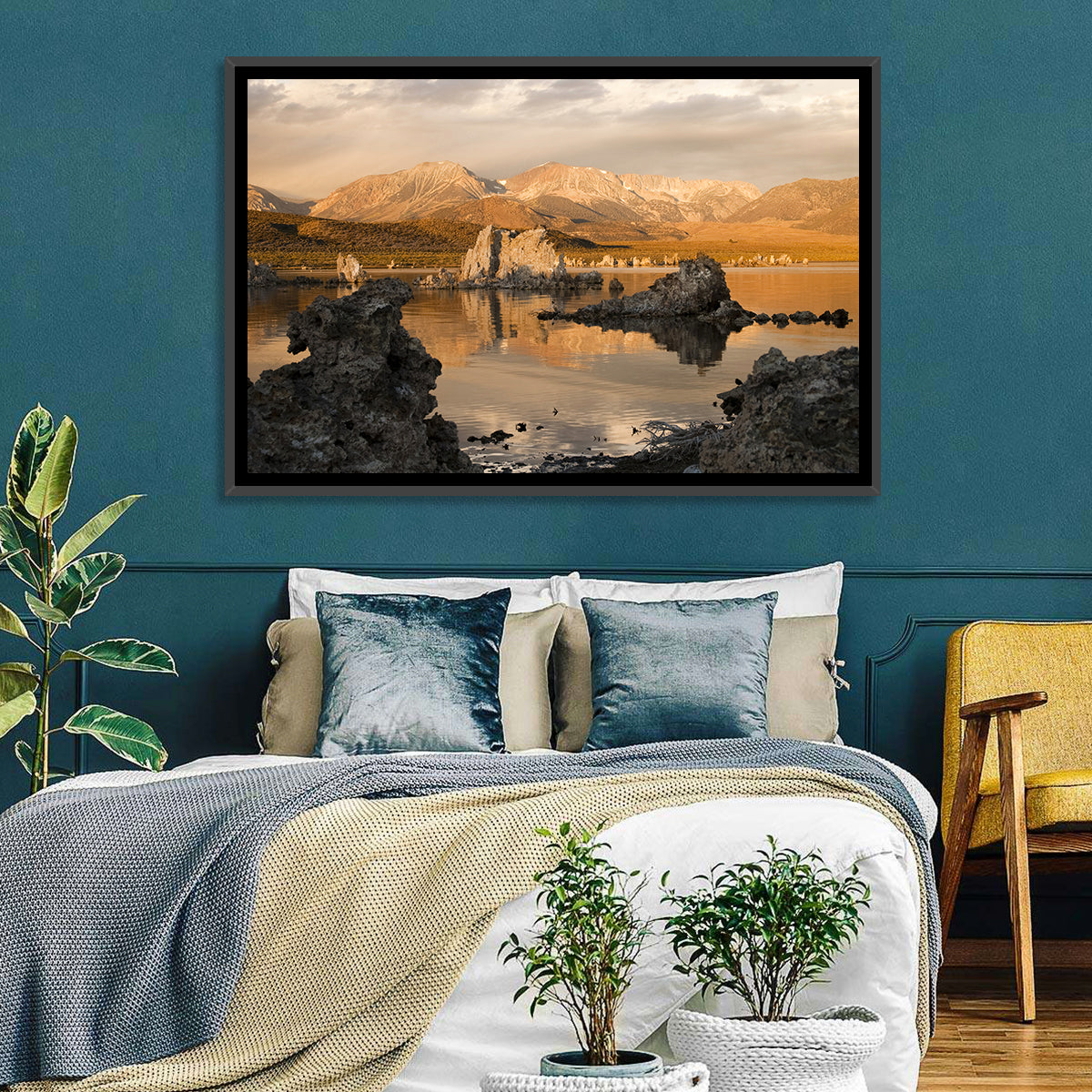 Mono Lake Tufa at Golden Hour Wall Art in a room, landscape