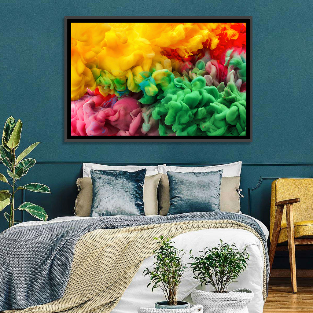 Vibrant Underwater Ink Cloud Abstract Wall Art