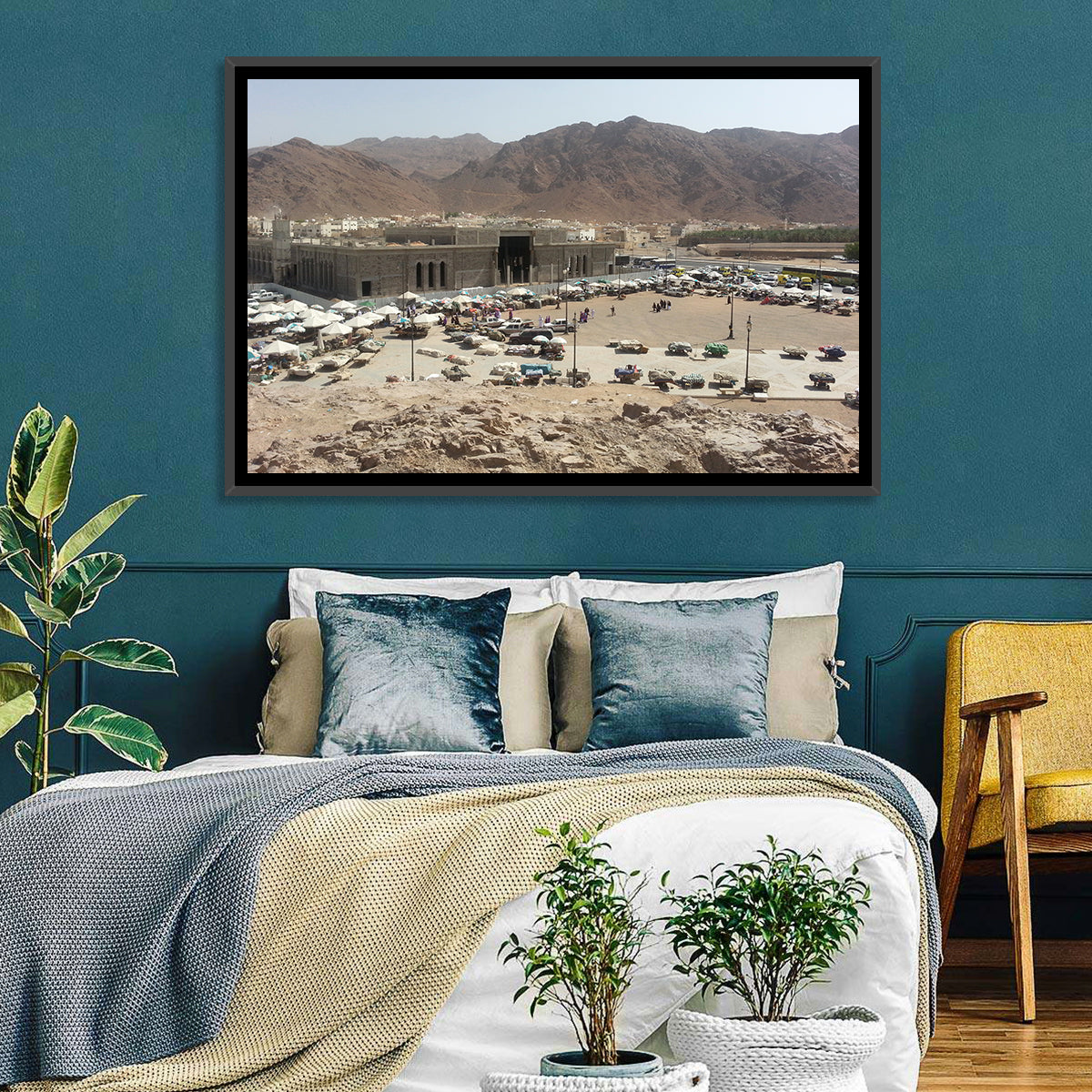 Mount Uhud Medina View Wall Art in a room, landscape