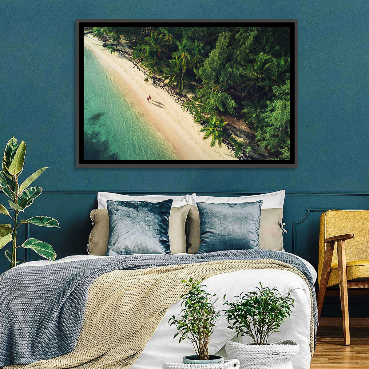 Dominica Beach Aerial, Late Afternoon Wall Art in a room, landscape