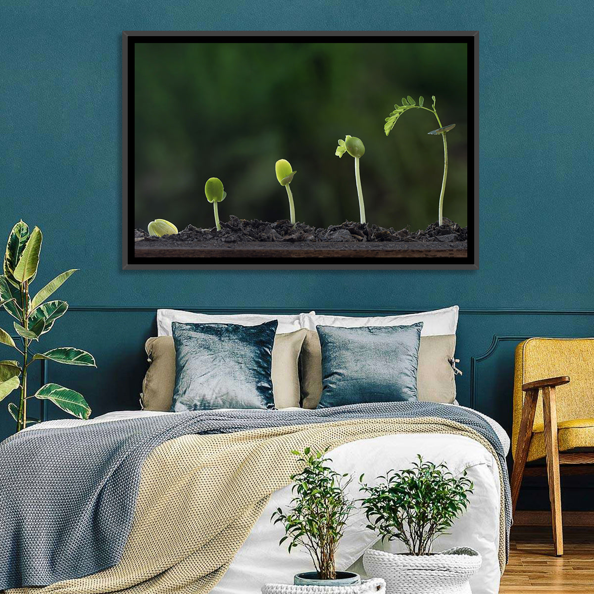 Five-stage Plant Growth Wall Art in a room, landscape