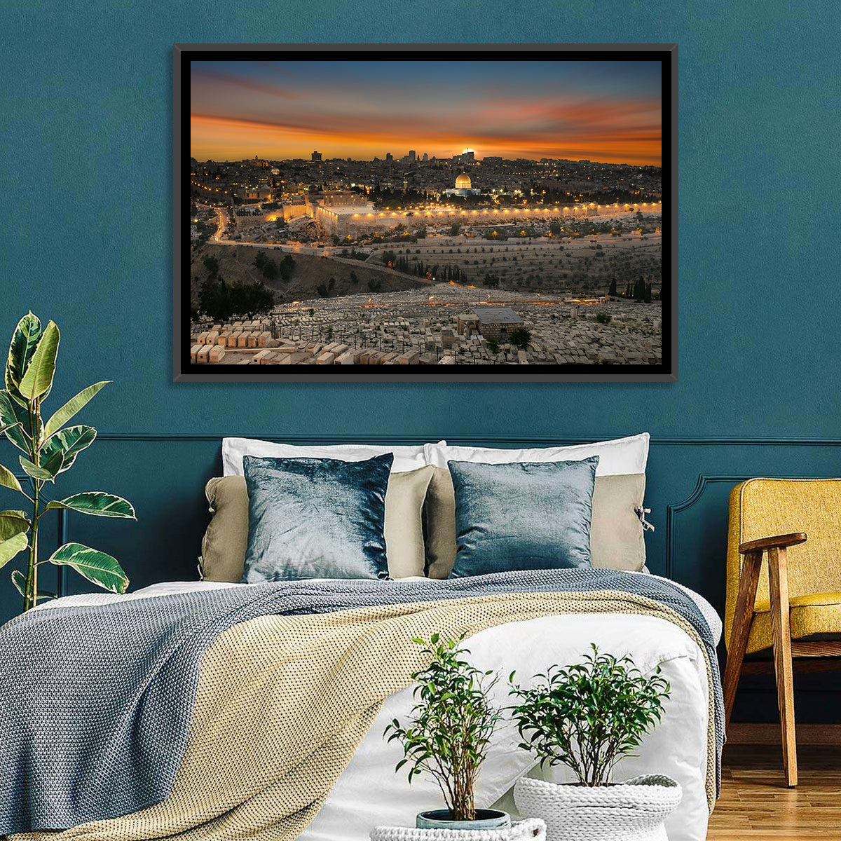 Jerusalem Sunset Over Temple Mount Wall Art