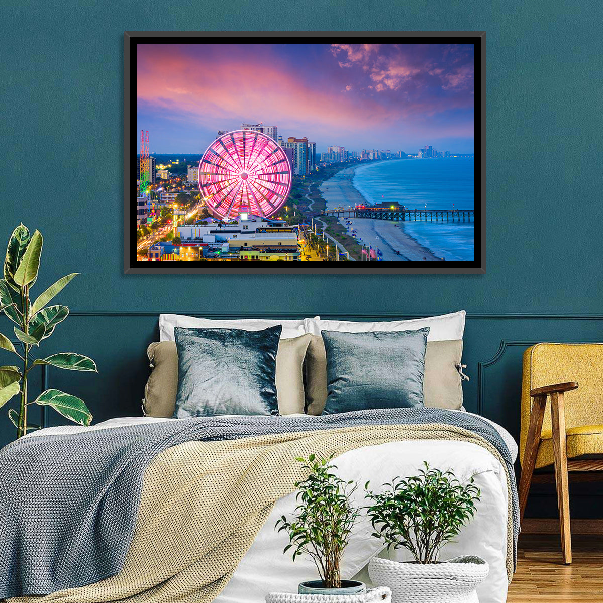 Myrtle Beach Skywheel at Twilight Wall Art in a room, landscape