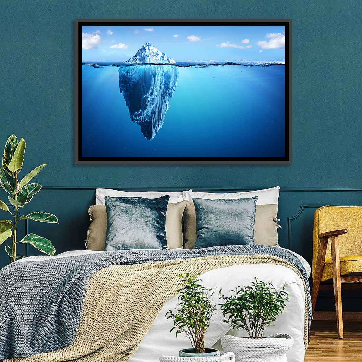 Split-level Iceberg Wall Art in a room, landscape