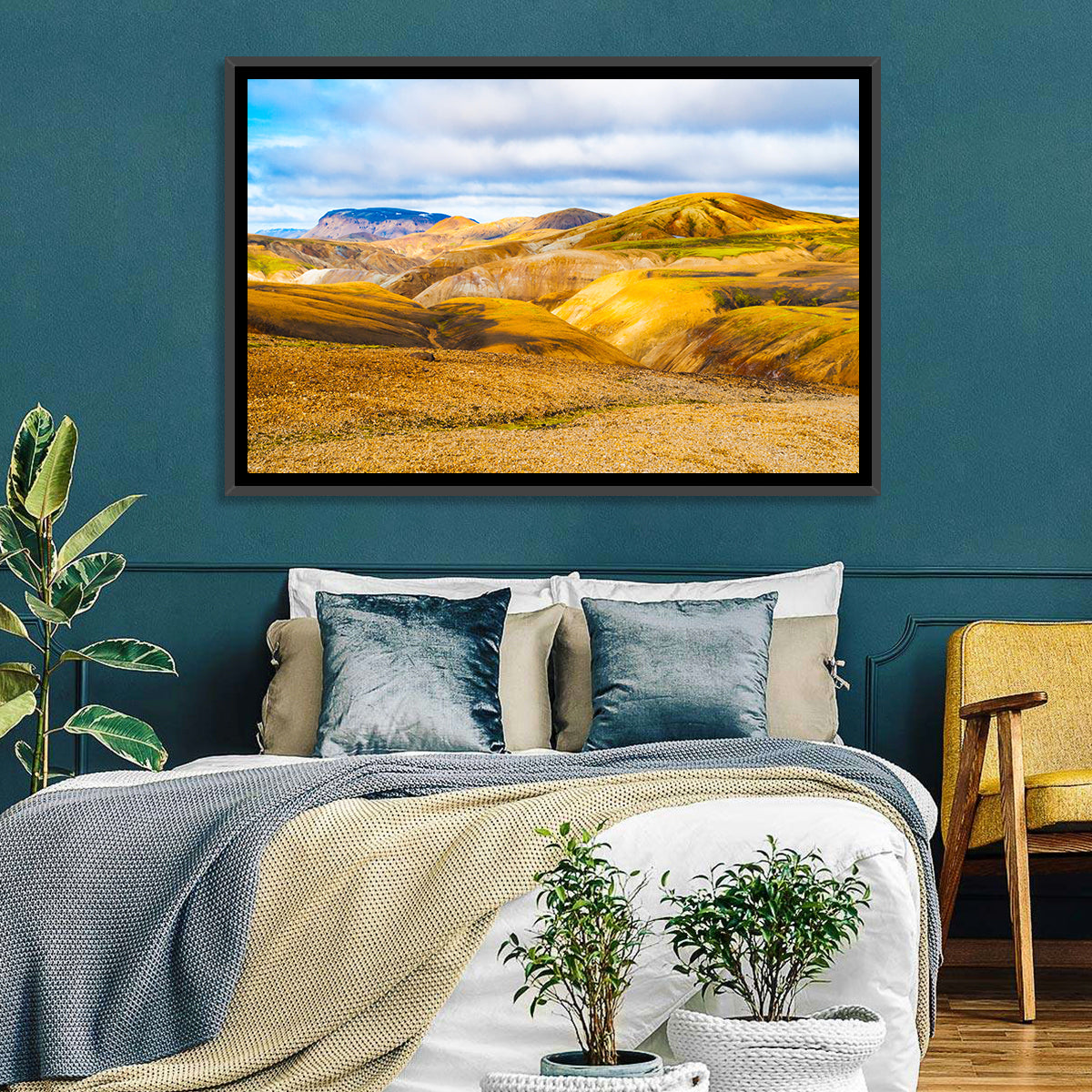 Landmannalaugar Rhyolite Mountains Wall Art in a room, landscape
