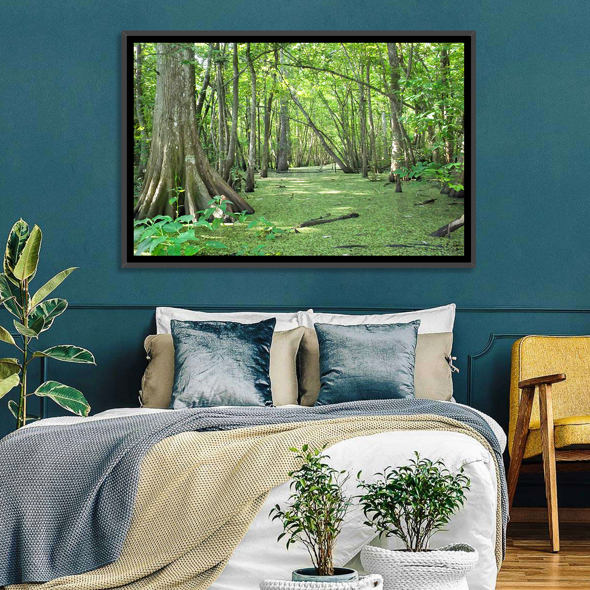 Summer Cypress Bayou, Louisiana Wall Art in a room, landscape