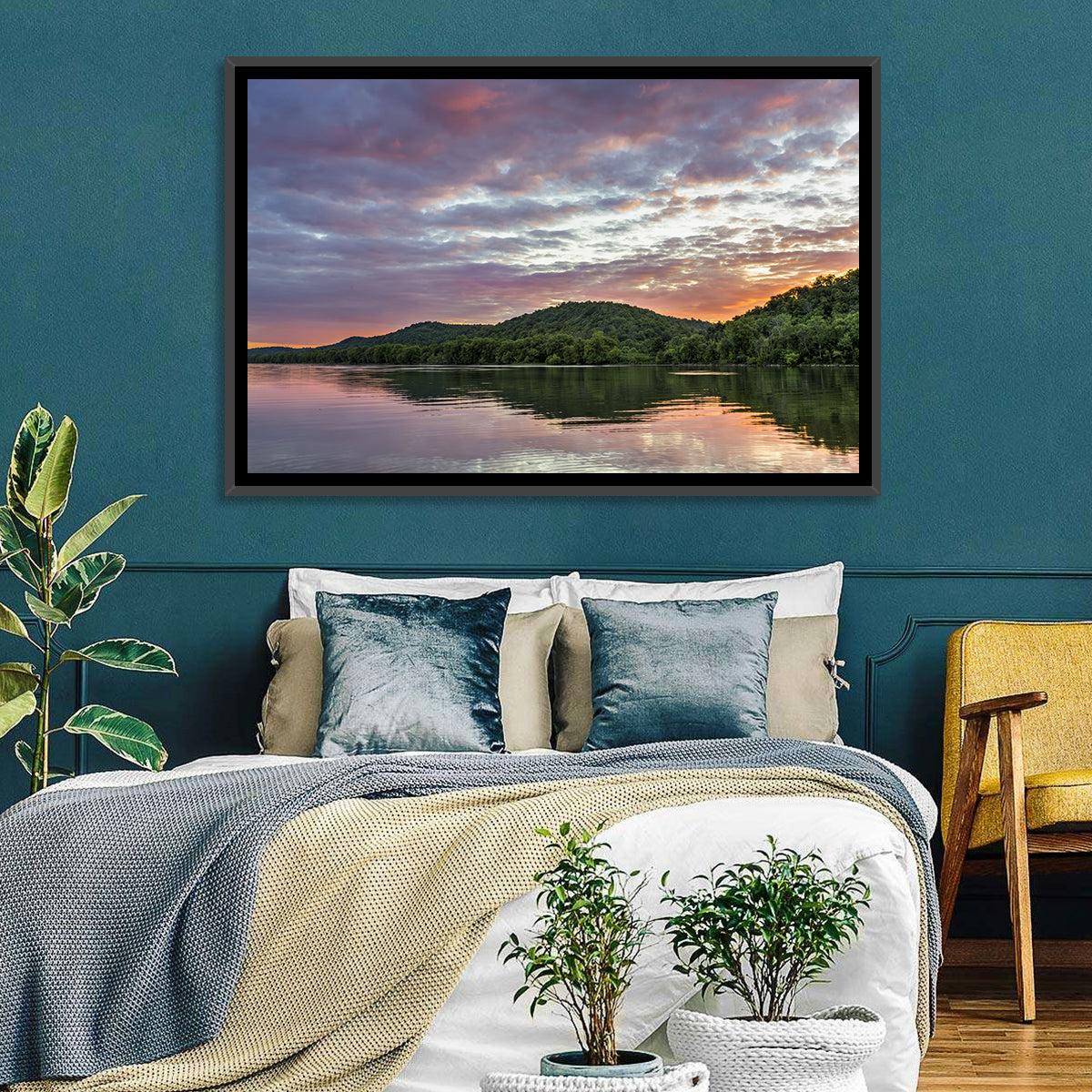 Ohio River Paden City at Dusk Wall Art in a room, landscape