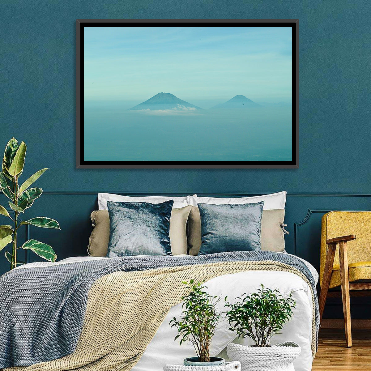 Sumbing and Sindoro Volcanoes Wall Art in a room, landscape